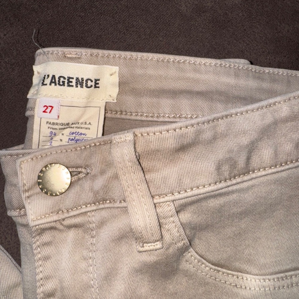 L'AGENCE Margot High Rise Skinny Jeans Biscuit Cream womens size 27 pants office